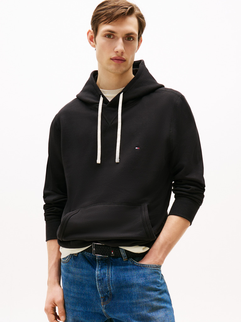 Μαύρο Hoody Από Fleece Με Κορδόνι  Άνδρες