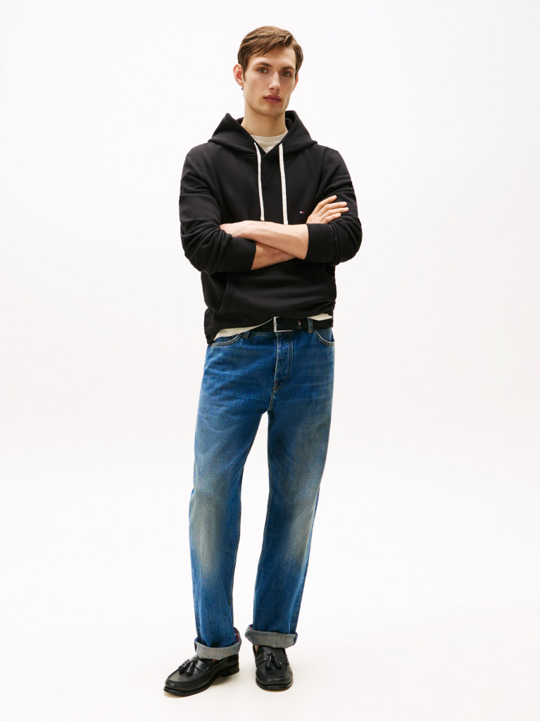 Μαύρο Hoody Από Fleece Με Κορδόνι  Άνδρες