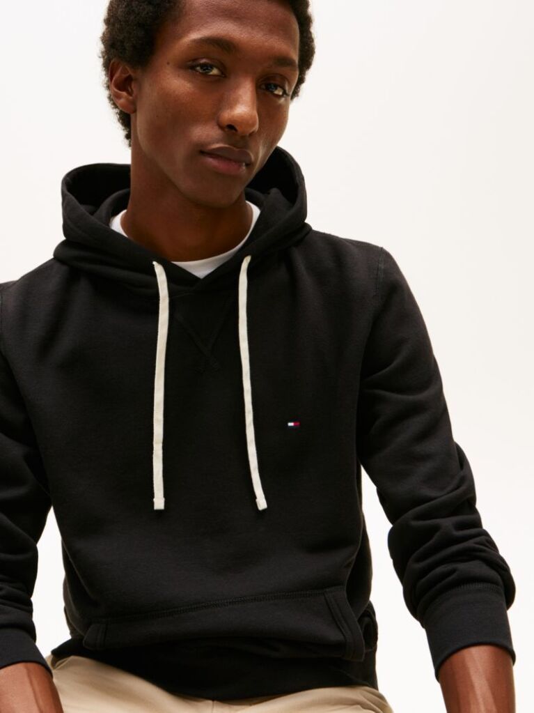 Μαύρο Hoody Από Fleece Με Κορδόνι  Άνδρες