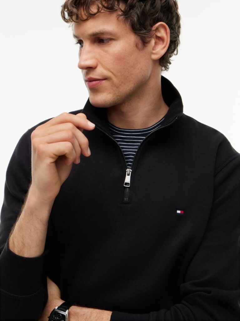 Black Quarter-Zip Fleece Sweatshirt  Men