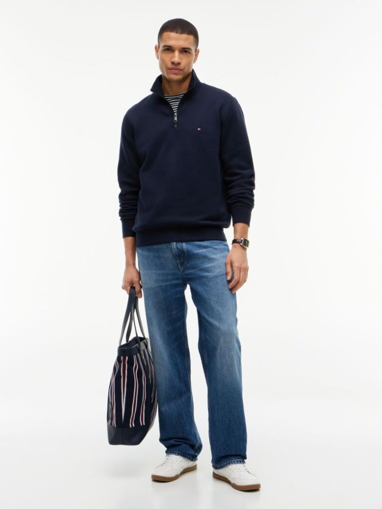 Blue Quarter-Zip Fleece Sweatshirt  Men