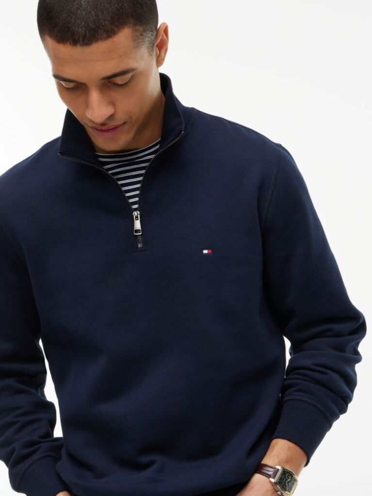 Blue Quarter-Zip Fleece Sweatshirt  Men