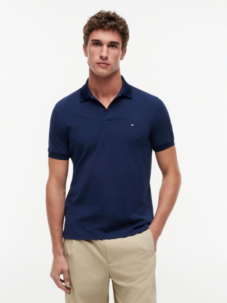 Blue Moisture Wicking Pique Regular Polo Shirt  Men