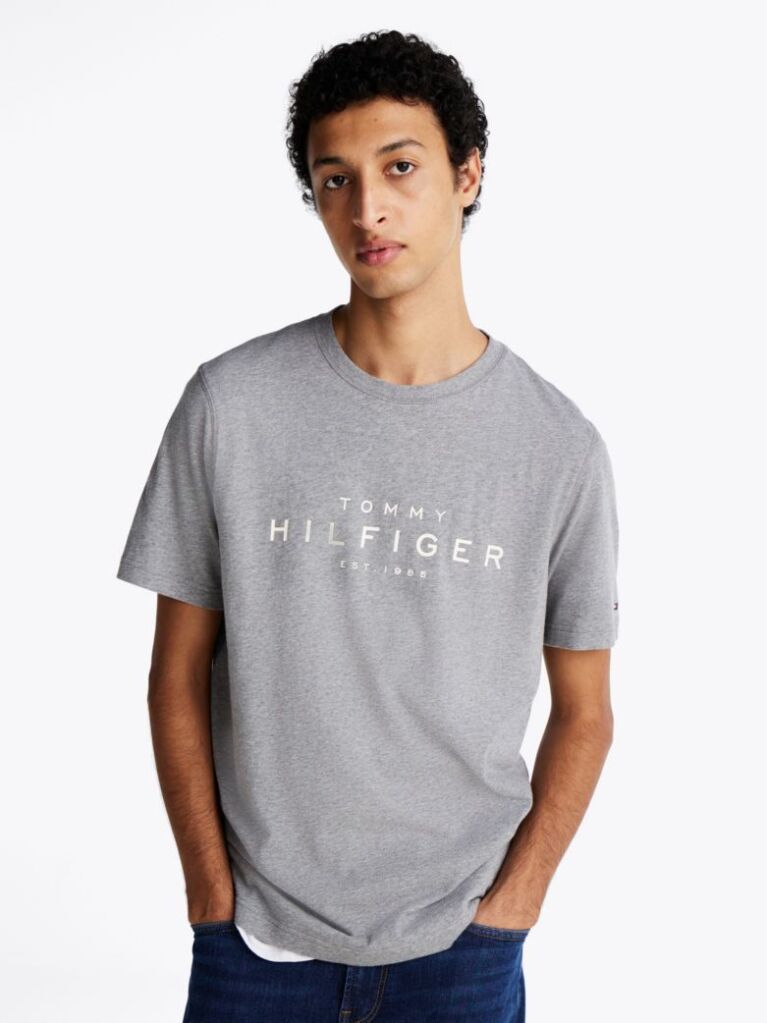 Grey Logo Crew Neck T-Shirt  Men