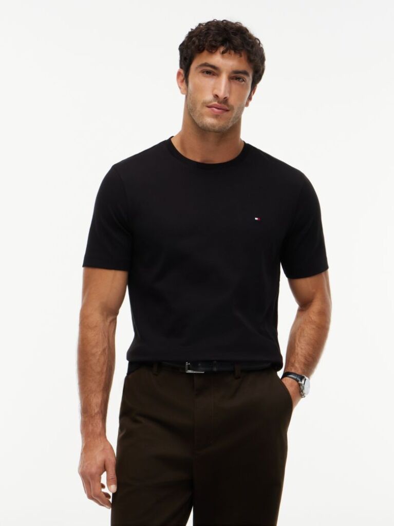 Μαύρο Interlock Πλεκτό T-Shirt  Άνδρες