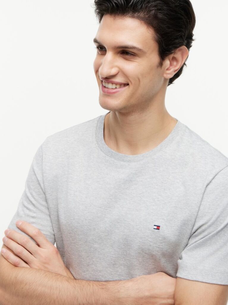 Γκρι Interlock Πλεκτό T-Shirt  Άνδρες