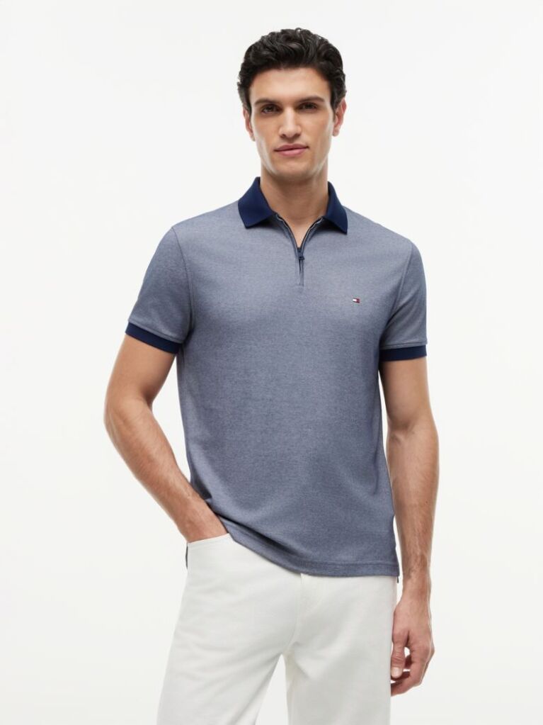 Multi Performance Regular Fit Quarter-Zip Oxford Polo Shirt  Men