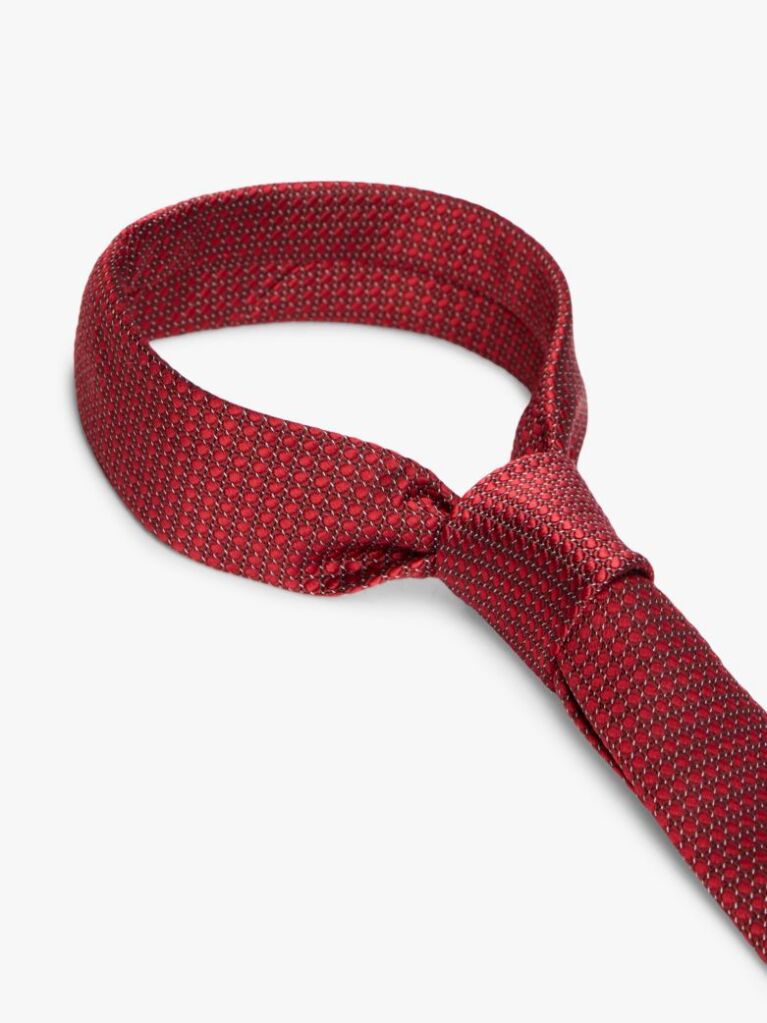 Red Pure Silk Jacquard Micro Geometric Tie  Men