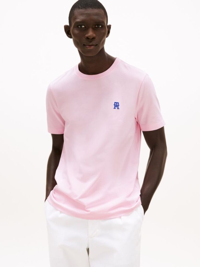 Pink Contrast TH Monogram Embroidery T-Shirt  Men