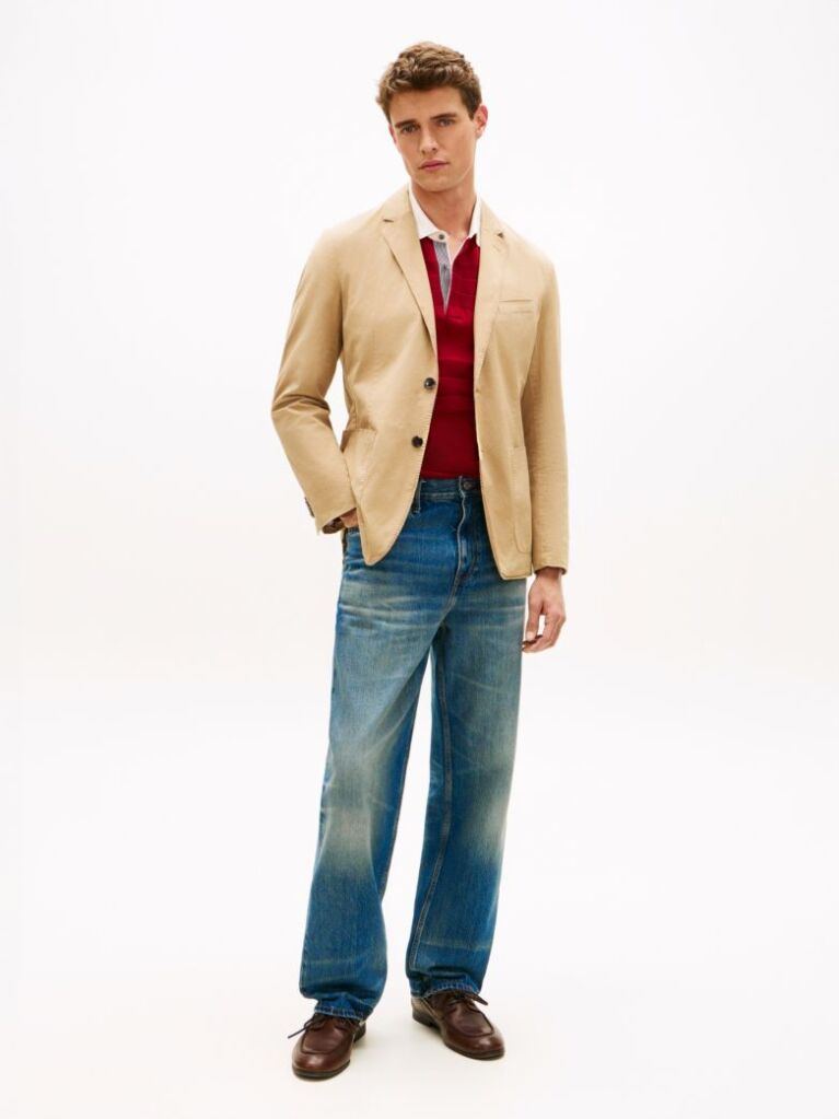 Μπεζ Smart Casual Blazer Σε Κανονική Γραμμή  Άνδρες