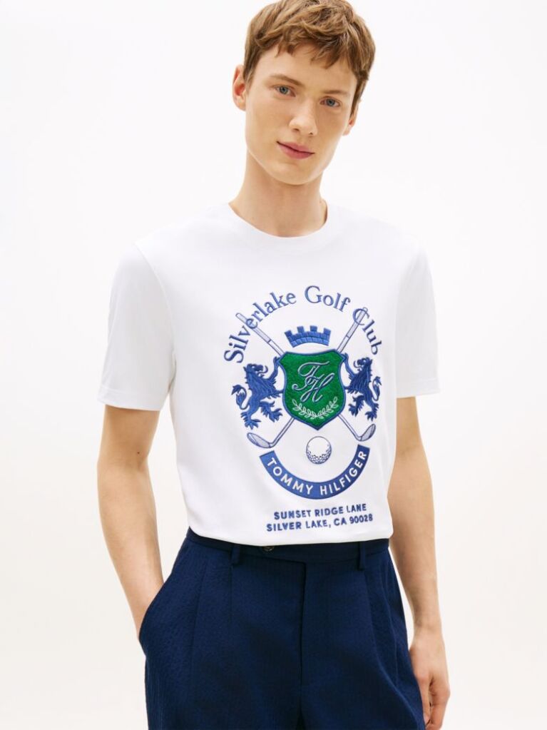 Άσπρο T-Shirt Με Λογότυπο Και Κλασική Λαιμόκοψη  Άνδρες