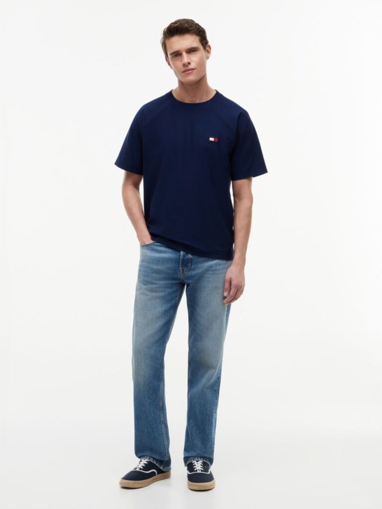Μπλε Άνετο T-Shirt Με Ραγκλάν Μανίκια  Άνδρες