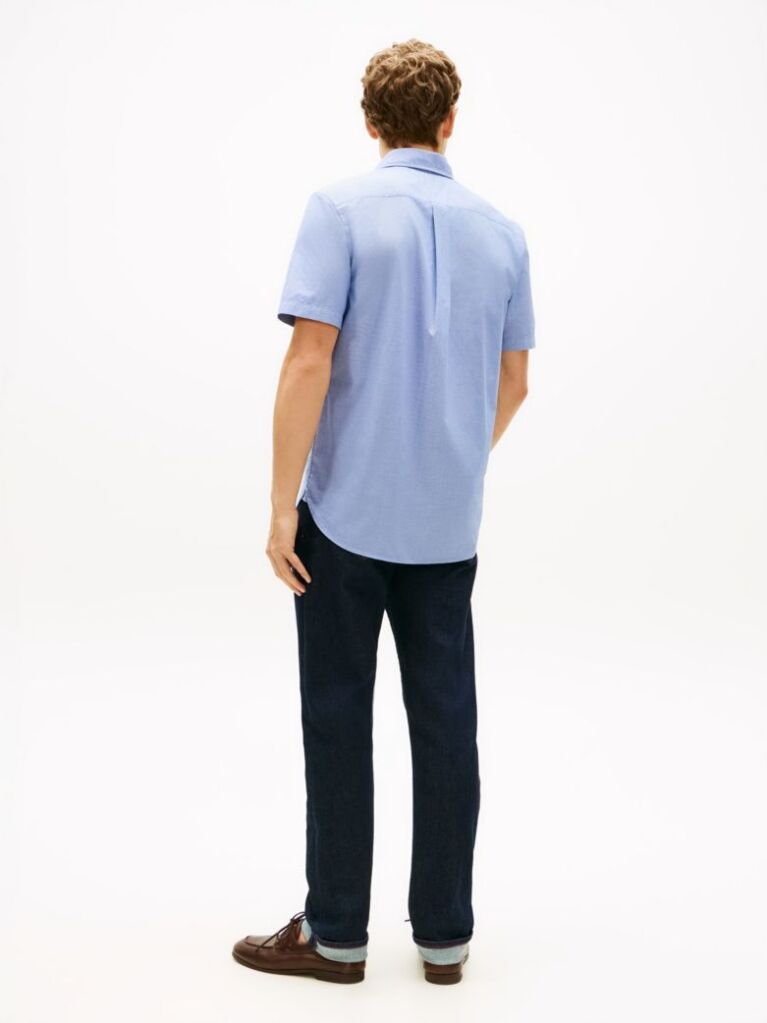 Blue Regular Fit Houndstooth Short Sleeve Shirt  Men