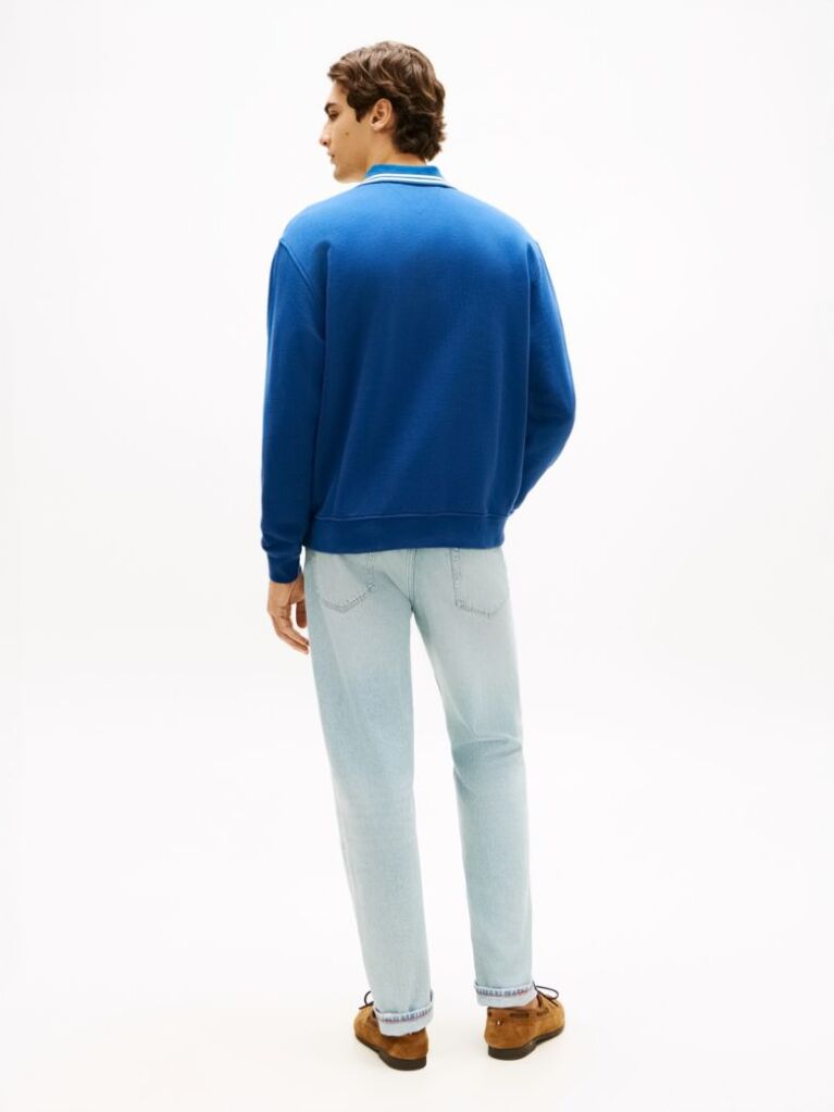 Blue Tipped Collar Relaxed Rugby Sweatshirt  Men