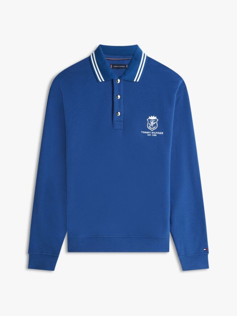 Blue Tipped Collar Relaxed Rugby Sweatshirt  Men