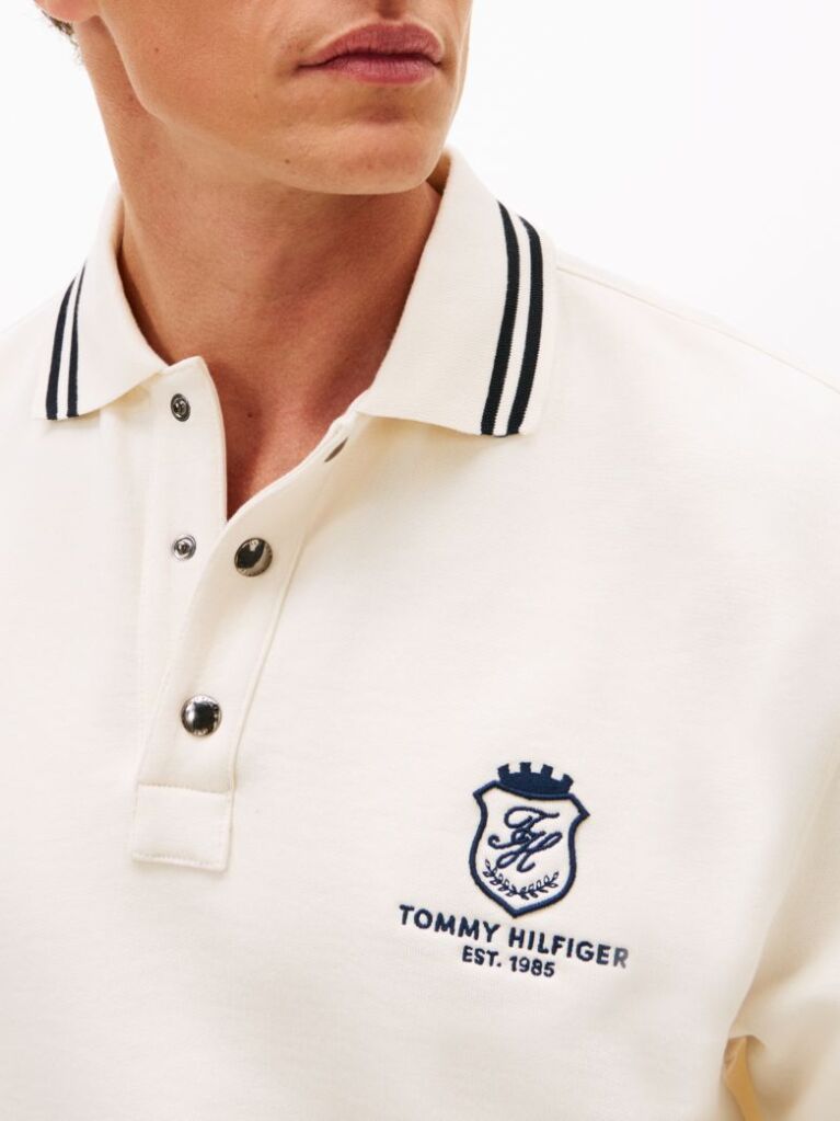 Beige Tipped Collar Relaxed Rugby Sweatshirt  Men