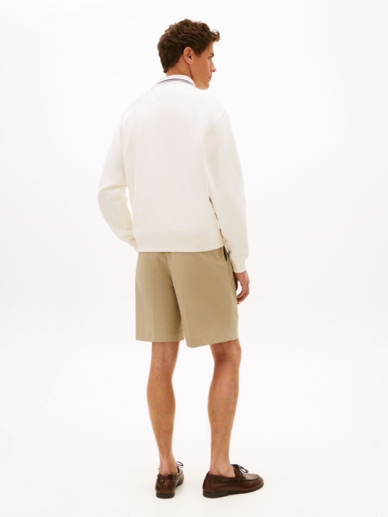 Beige Tipped Collar Relaxed Rugby Sweatshirt  Men