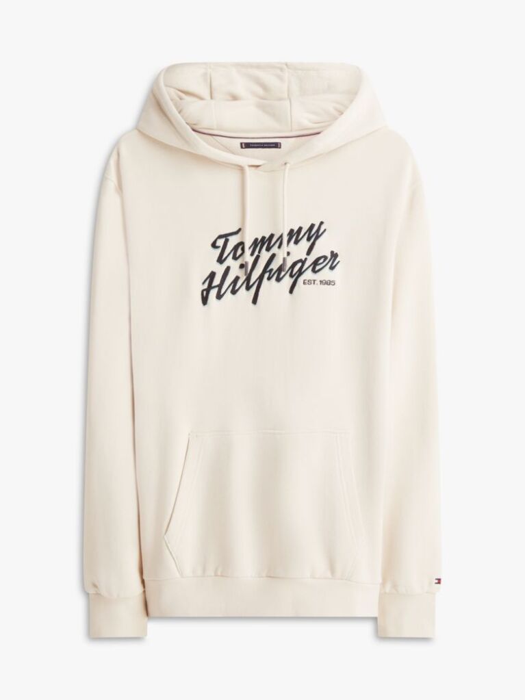 Beige Text Graphic Lightweight Drawstring Hoody  Men