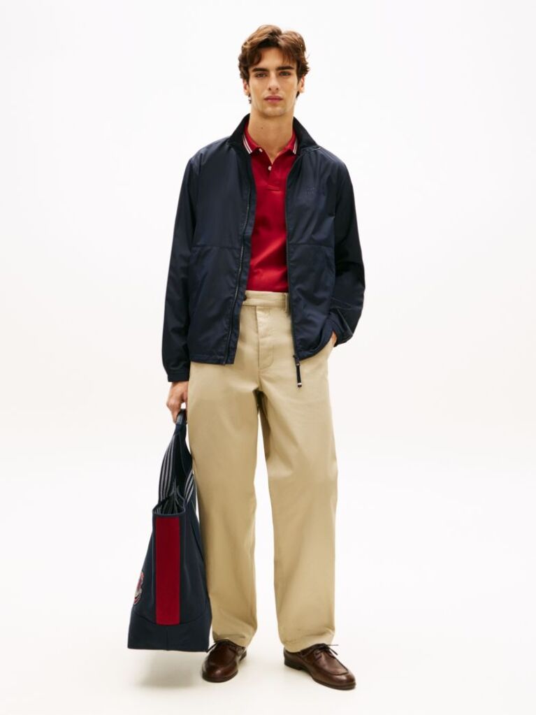 Blue Water Resistant Tonal Logo Zip-Thru Jacket  Men