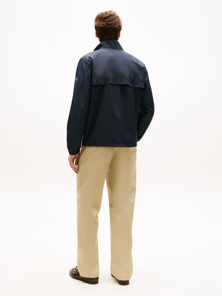Blue Water Resistant Tonal Logo Zip-Thru Jacket  Men