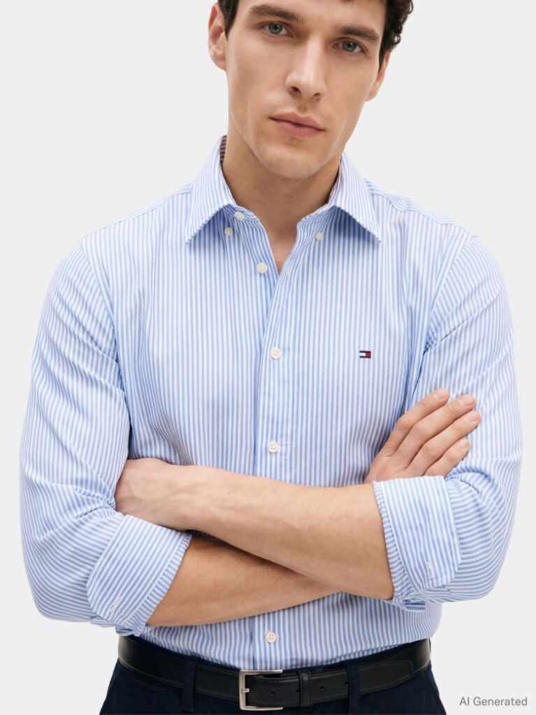 Multi Performance Regular Fit Pique Stripe Oxford Shirt  Men