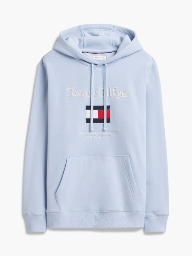 Blue Logo Embroidery Flex Fleece Hoody  Men