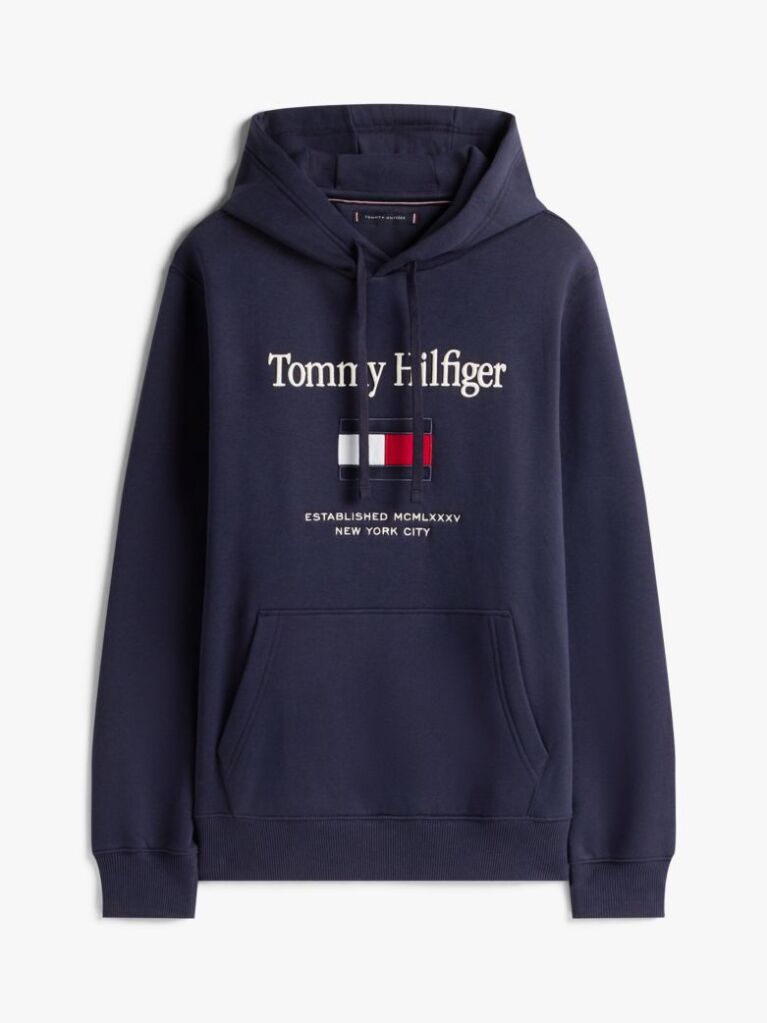 Blue Logo Embroidery Flex Fleece Hoody  Men
