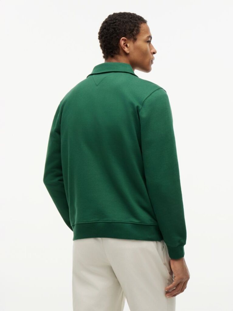 Green Graphic Quarter-Zip Rugby Sweatshirt  Men