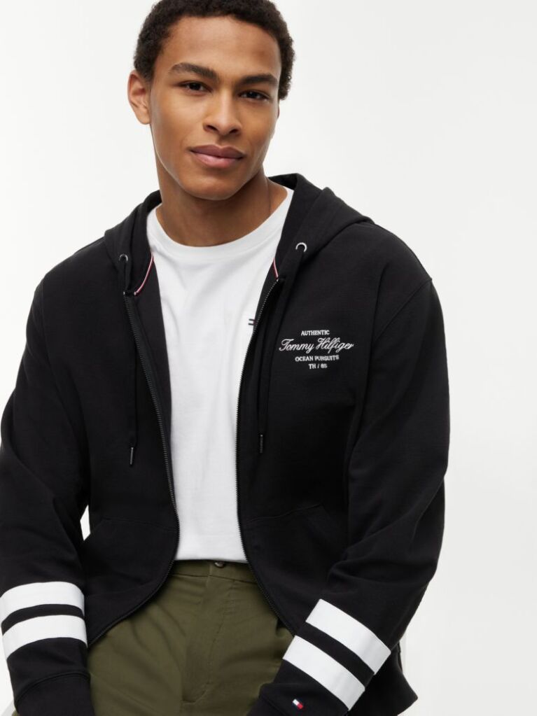Black Nautical Logo Zip-Thru Hoody  Men