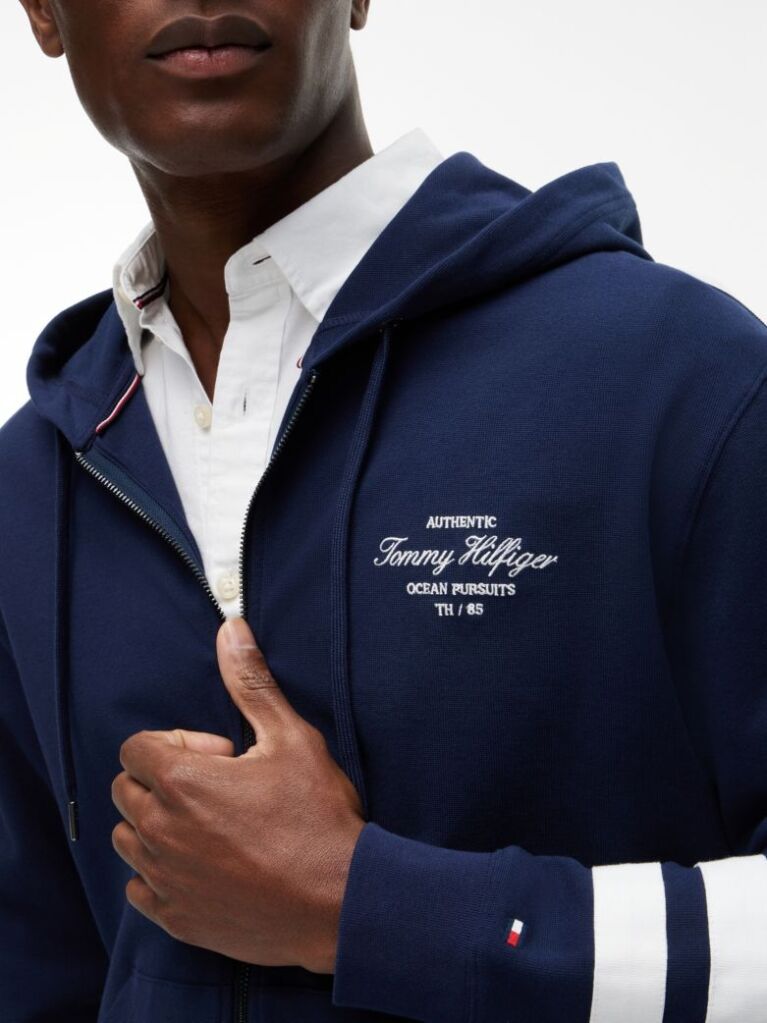 Blue Nautical Logo Zip-Thru Hoody  Men