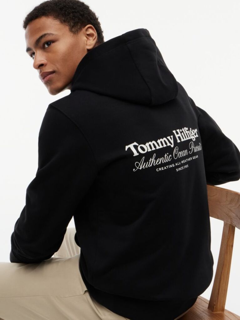 Black Back Graphic Relaxed Terry Hoody  Men