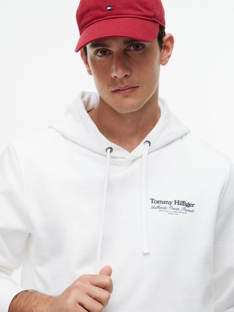 White Back Graphic Relaxed Terry Hoody  Men