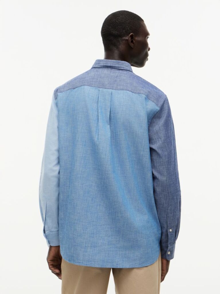 Multi Relaxed Fit Colour-Blocked Chambray Shirt  Men