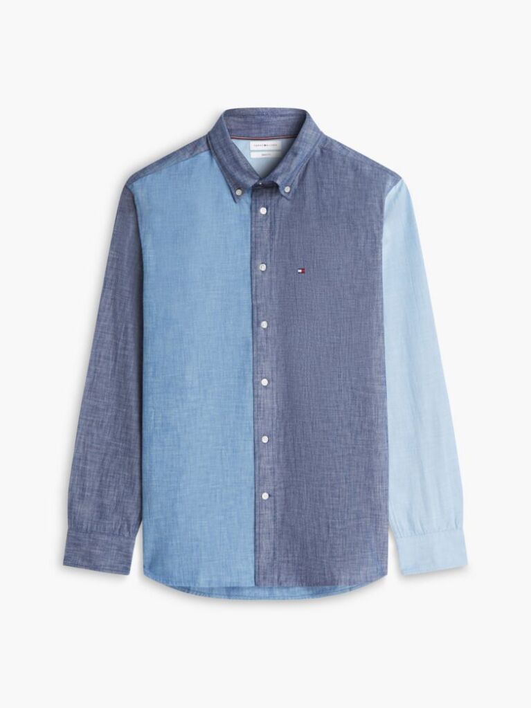 Multi Relaxed Fit Colour-Blocked Chambray Shirt  Men