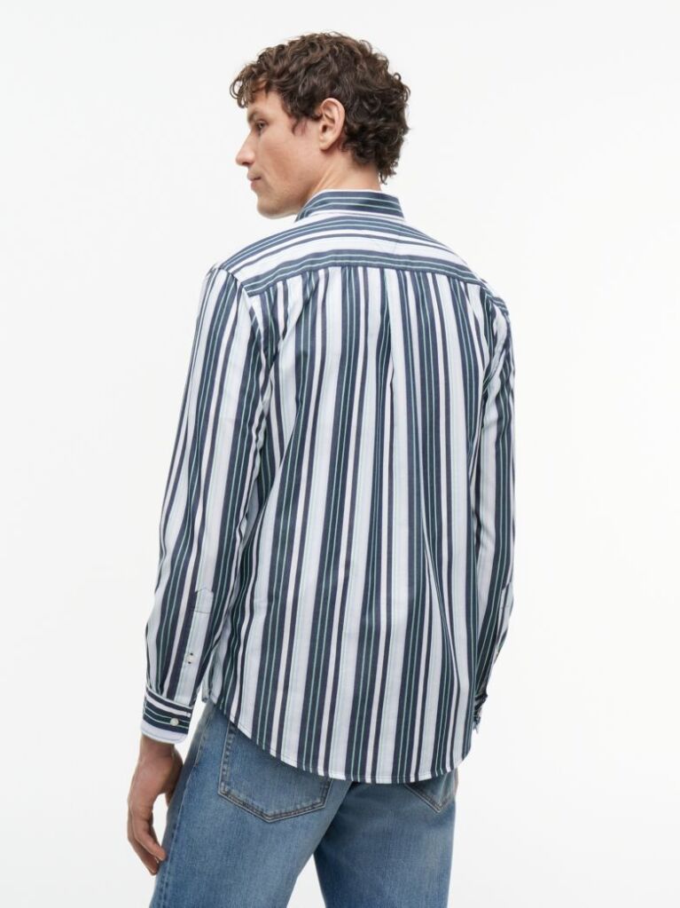 Multi Regular Fit Multicolour Stripe Poplin Shirt  Men