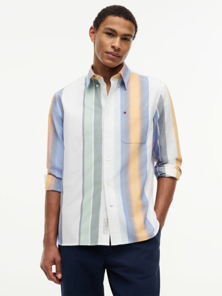 Multi Relaxed Fit Multicolour Stripe Oxford Shirt  Men