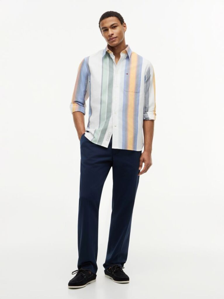 Multi Relaxed Fit Multicolour Stripe Oxford Shirt  Men