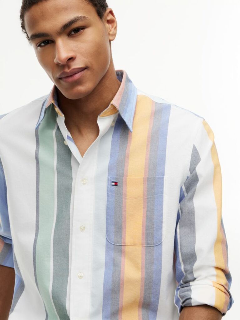 Multi Relaxed Fit Multicolour Stripe Oxford Shirt  Men