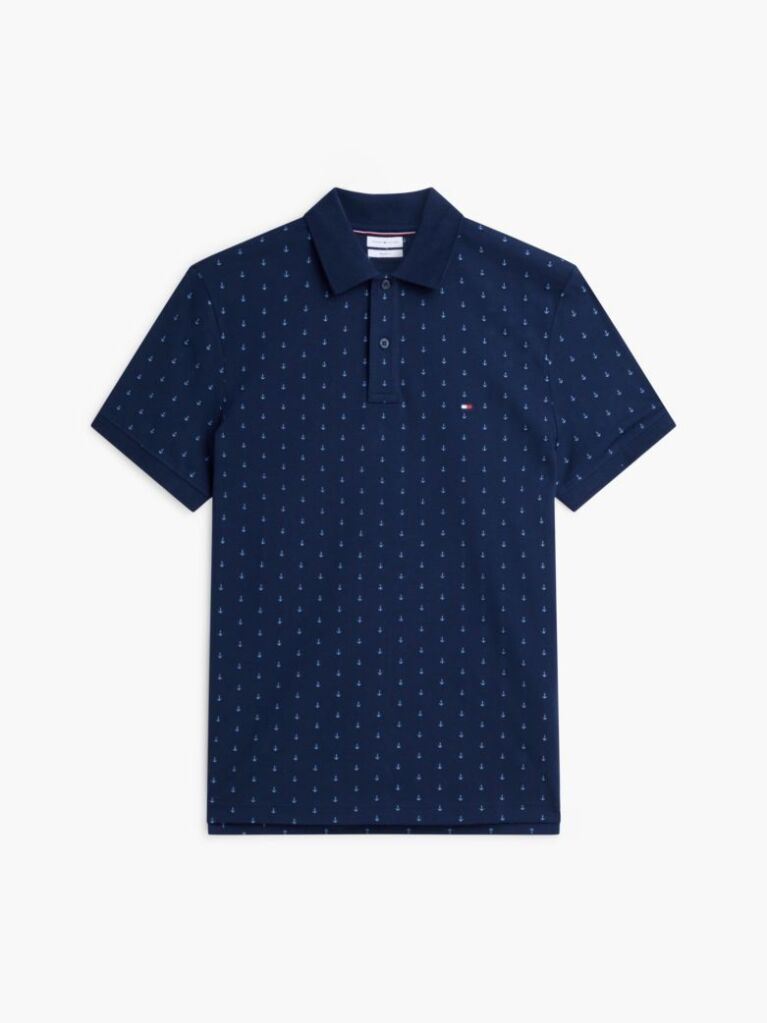 Blue Regular Fit Print Jersey Polo Shirt  Men