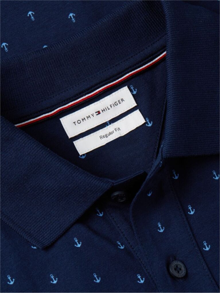 Blue Regular Fit Print Jersey Polo Shirt  Men