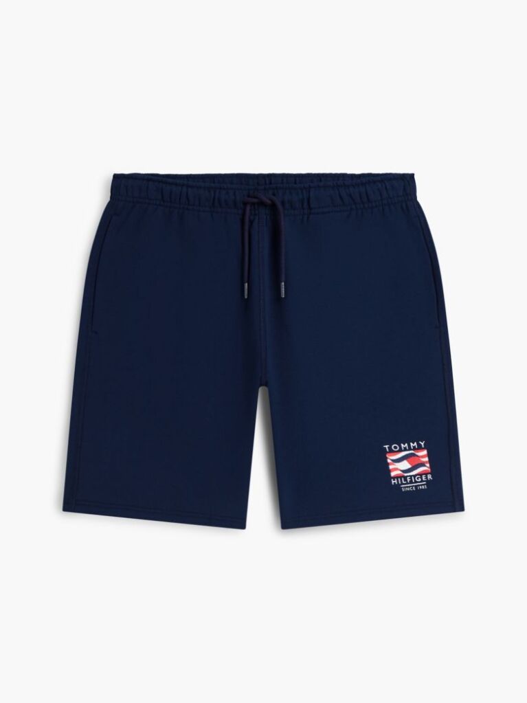 Blue Logo Embroidery Terry Sweat Bermuda Shorts  Men
