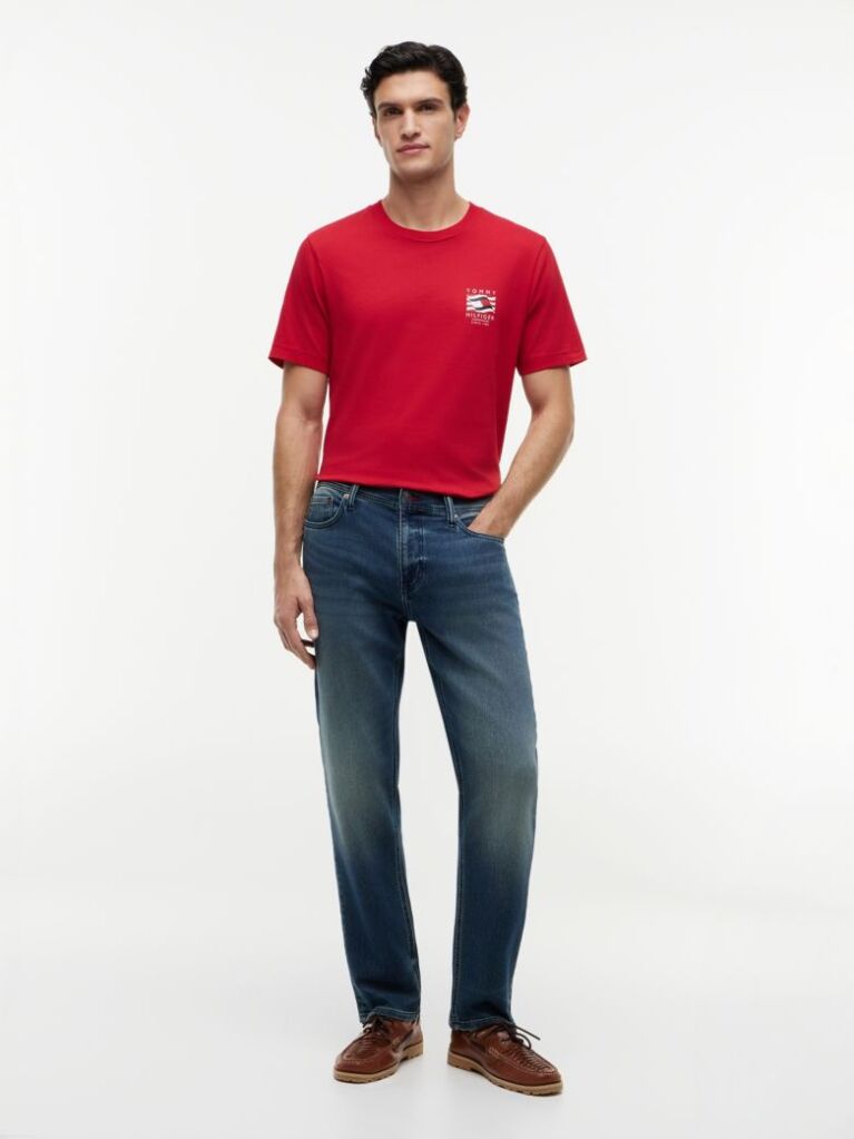 Κόκκινο T-Shirt Με Wavy Σημαία  Άνδρες