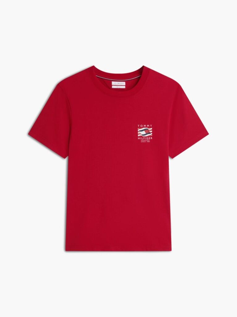 Κόκκινο T-Shirt Με Wavy Σημαία  Άνδρες