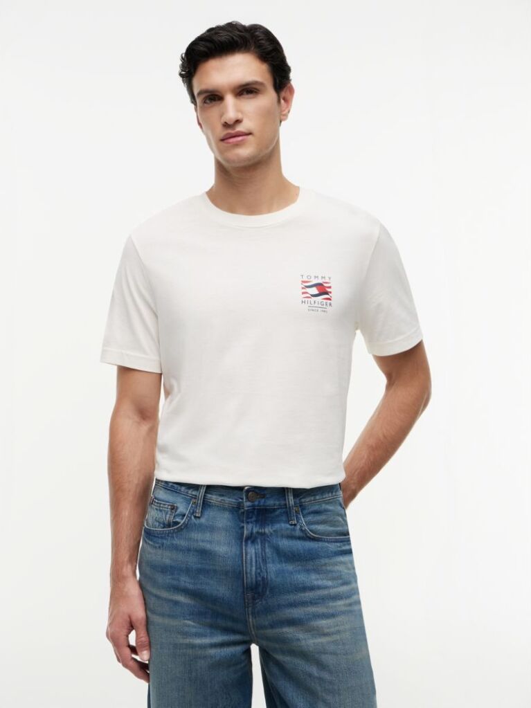 Μπεζ T-Shirt Με Wavy Σημαία  Άνδρες