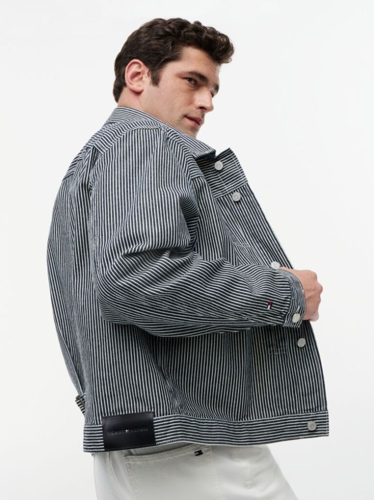 Multi Stripe Denim Jacket  Men