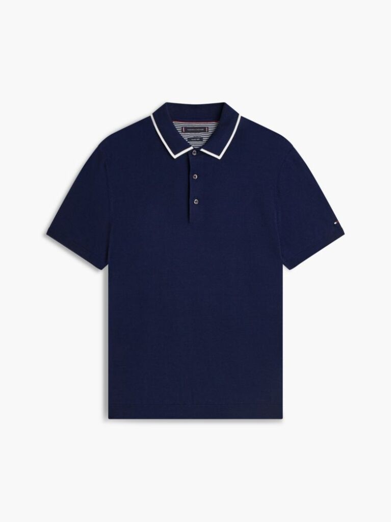 Blue Smart Casual Regular Fit Tipped Polo Shirt  Men