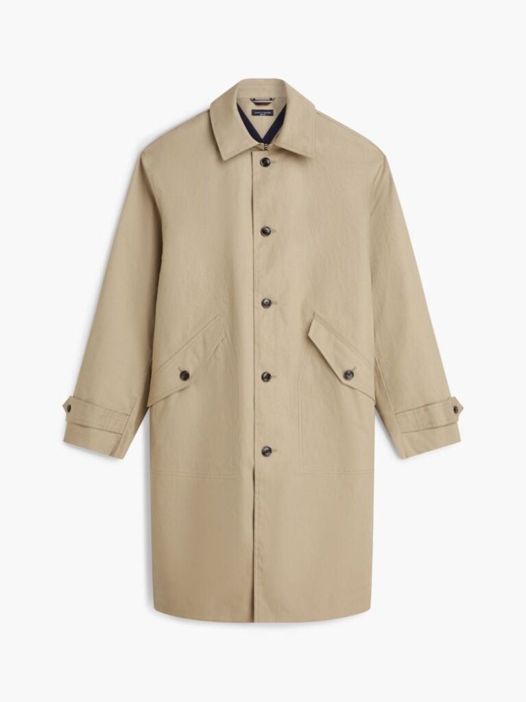 Beige New York Label Relaxed Car Coat  Men