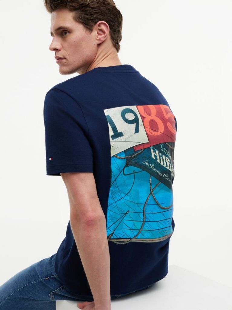 Blue Back Logo Jersey T-Shirt  Men