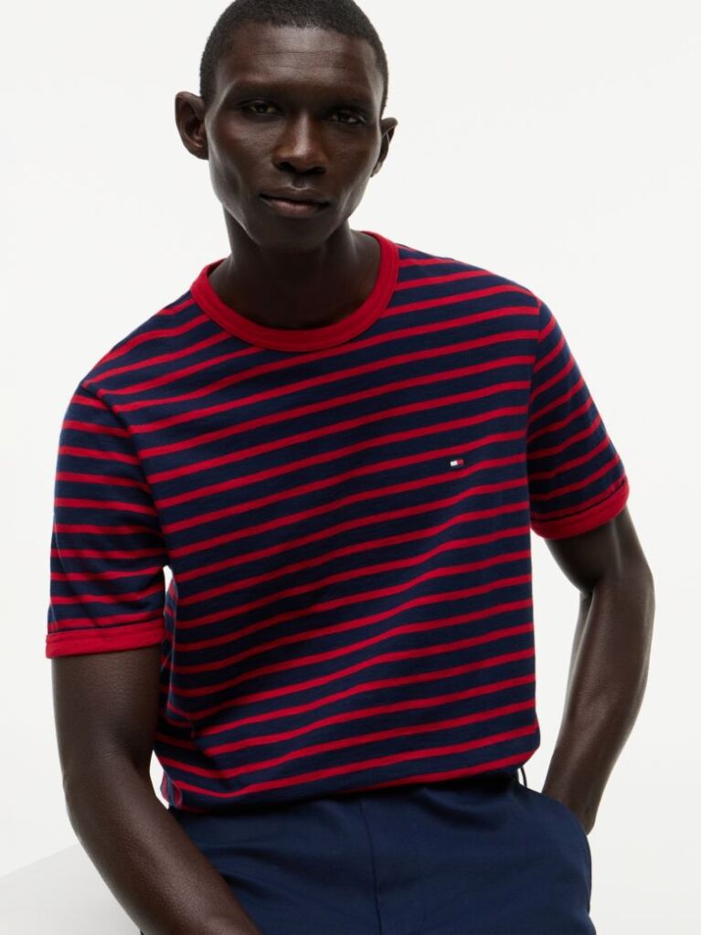 Multi Stripe Textured Jersey T-Shirt  Men