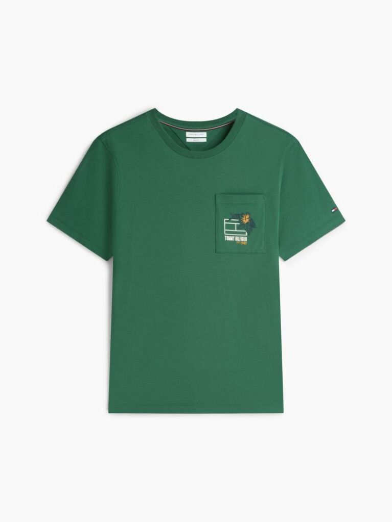 Πράσινο T-Shirt Με Φλοράλ Σχέδιο Στη Τσέπη  Άνδρες